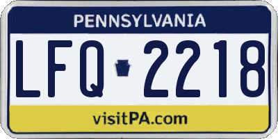 PA license plate LFQ2218