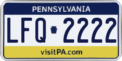 PA license plate LFQ2222