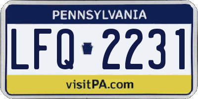 PA license plate LFQ2231