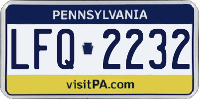 PA license plate LFQ2232