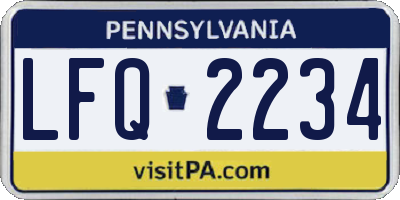 PA license plate LFQ2234