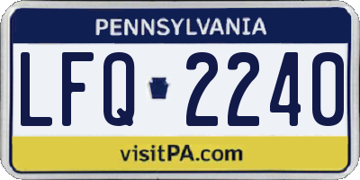 PA license plate LFQ2240