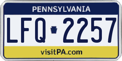 PA license plate LFQ2257