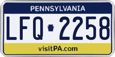 PA license plate LFQ2258