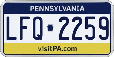 PA license plate LFQ2259