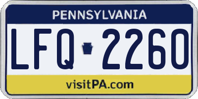 PA license plate LFQ2260