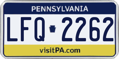PA license plate LFQ2262