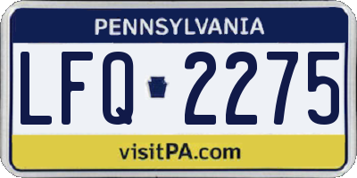 PA license plate LFQ2275