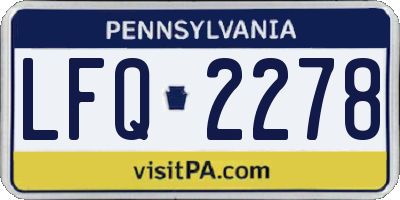 PA license plate LFQ2278