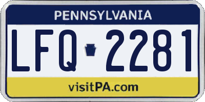 PA license plate LFQ2281
