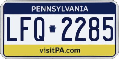 PA license plate LFQ2285