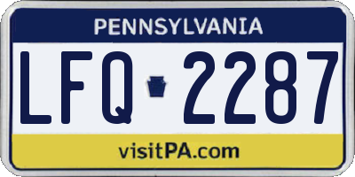 PA license plate LFQ2287
