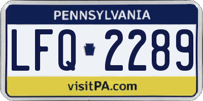 PA license plate LFQ2289