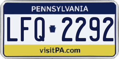 PA license plate LFQ2292