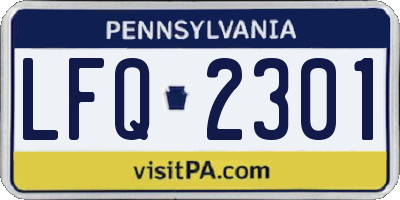 PA license plate LFQ2301