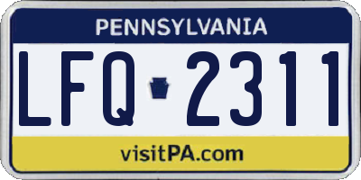 PA license plate LFQ2311