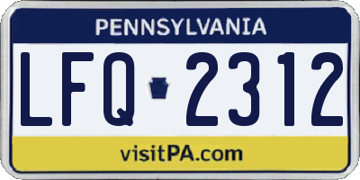 PA license plate LFQ2312