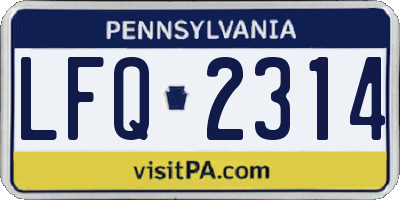 PA license plate LFQ2314