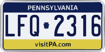 PA license plate LFQ2316