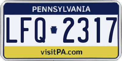 PA license plate LFQ2317