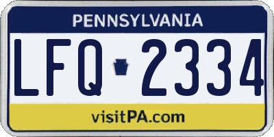PA license plate LFQ2334