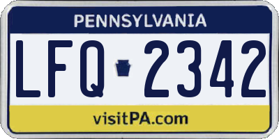 PA license plate LFQ2342