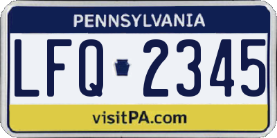 PA license plate LFQ2345