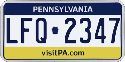 PA license plate LFQ2347