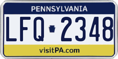PA license plate LFQ2348