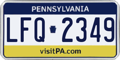 PA license plate LFQ2349