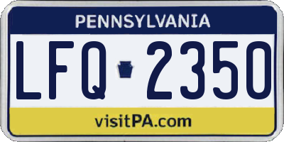 PA license plate LFQ2350
