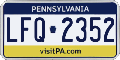 PA license plate LFQ2352