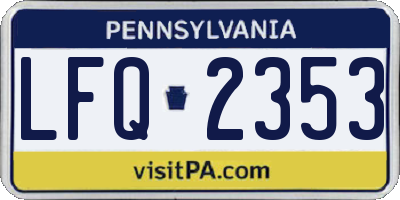 PA license plate LFQ2353