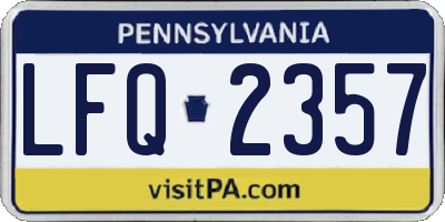 PA license plate LFQ2357
