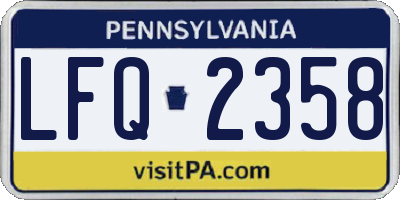 PA license plate LFQ2358