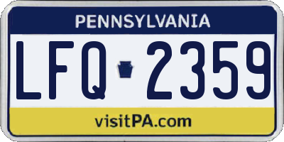 PA license plate LFQ2359