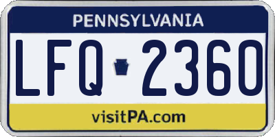 PA license plate LFQ2360