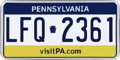 PA license plate LFQ2361