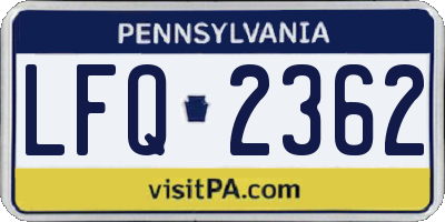 PA license plate LFQ2362