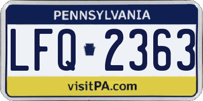 PA license plate LFQ2363