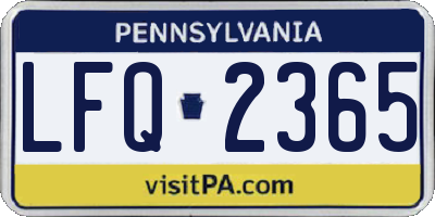 PA license plate LFQ2365