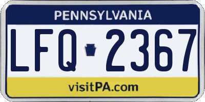 PA license plate LFQ2367