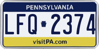 PA license plate LFQ2374
