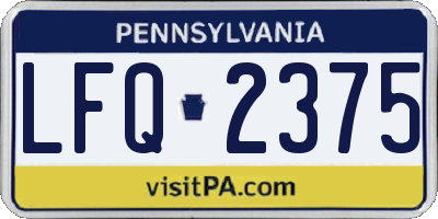 PA license plate LFQ2375