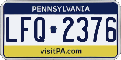 PA license plate LFQ2376