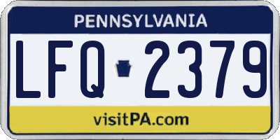 PA license plate LFQ2379