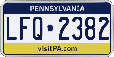 PA license plate LFQ2382