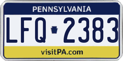 PA license plate LFQ2383