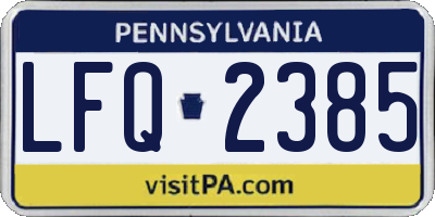 PA license plate LFQ2385