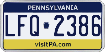 PA license plate LFQ2386